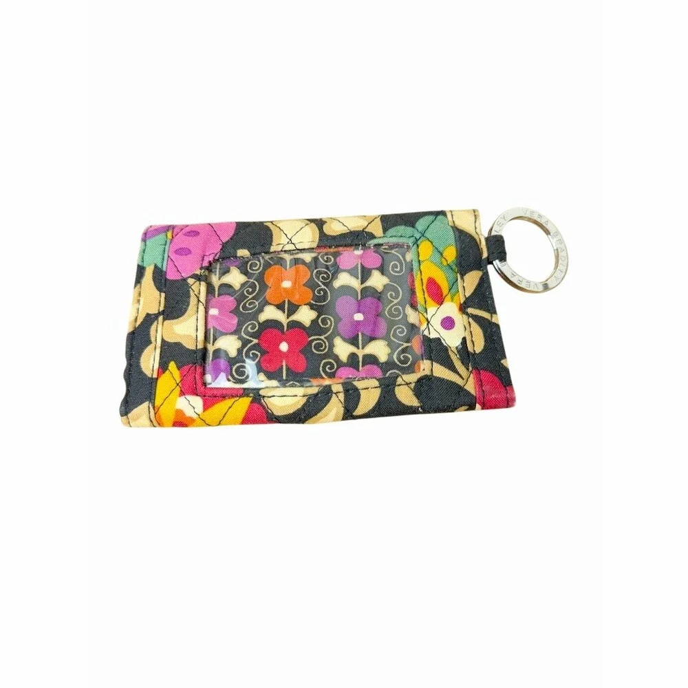 Vera Bradley Quick Swipe ID Wallet | Vibrant Black Floral Quilted Keychain